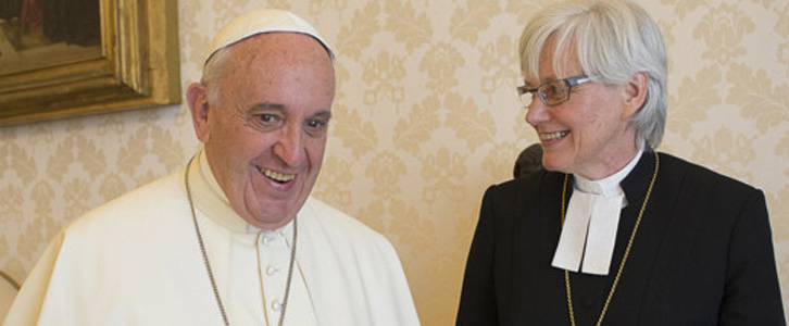 Francis with female Lutheran Archbishop Antje Jackelen
