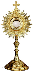 Monstrance Holding Jesus in the Holy Eucharist for Adoration