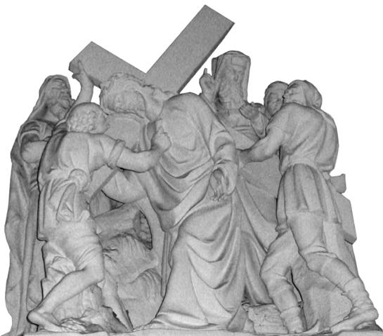Third Station: Jesus fall the first time.
