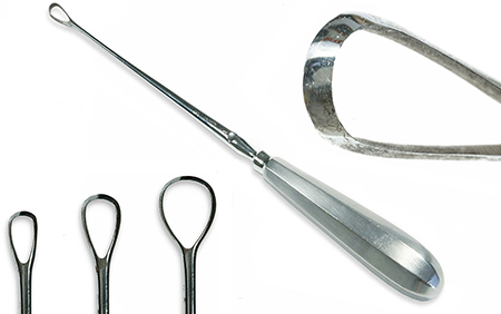 Uterine Currette: One side of the loop is sharp for cutting the child apart. 