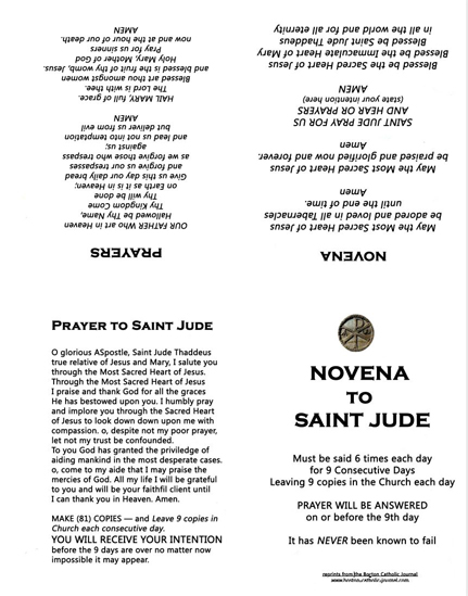 Printable Novena to Saint Jude - Making a Booklet from one page of paper